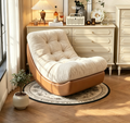 Two-Tone Leather & Velvet Leisure Single Accent Chair