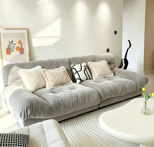 Oversized Fluffy Cloud Curved Sectional Sofa | Cozy Boucle Modular Couch for Living Room