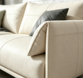 Mid-Century Wide Seat Leather Sofa with Decor Pillows