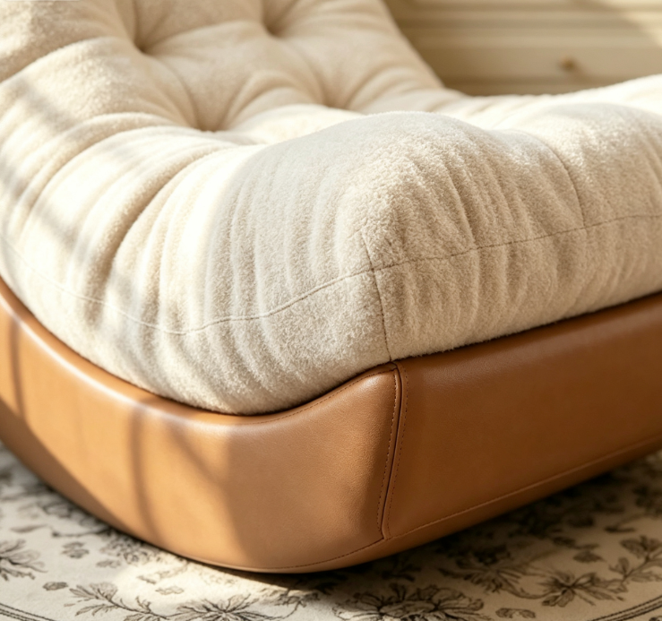 Two-Tone Leather & Velvet Leisure Single Accent Chair