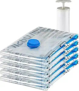 Vacuum Storage Bags with Double Zip Seal, Space Saving Compression Bags for Clothes, Blankets, Comforters, Travel and Home Organization  Or